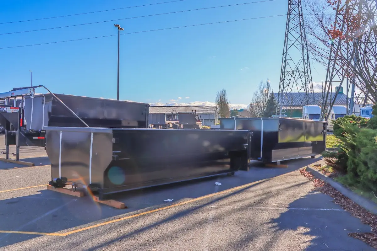 Roll-off dumpster ready for waste disposal at job site for Roll Off Dumpster Rental in Weston